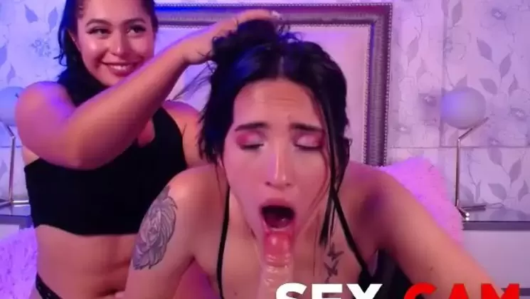 Two Slutty Girls training Deepthroat with a Dildo