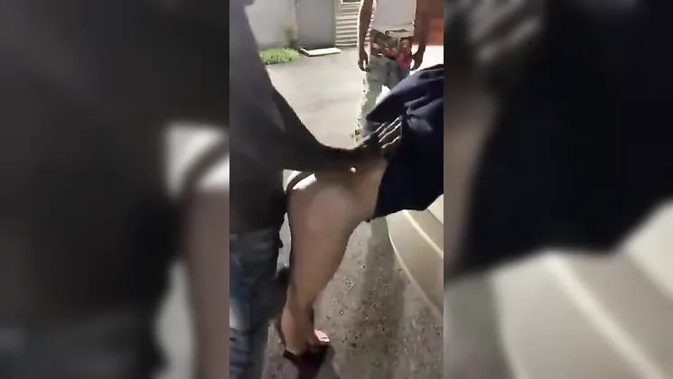Black guy fucks blonde girl in the street