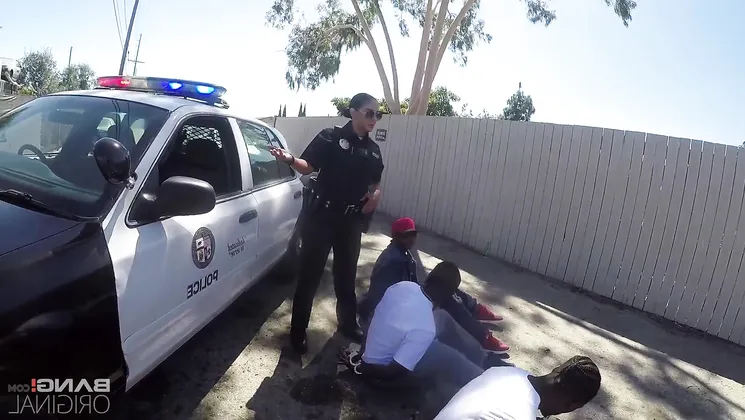 Sheena Ryder gets down and dirty with a hung black cop in uniform