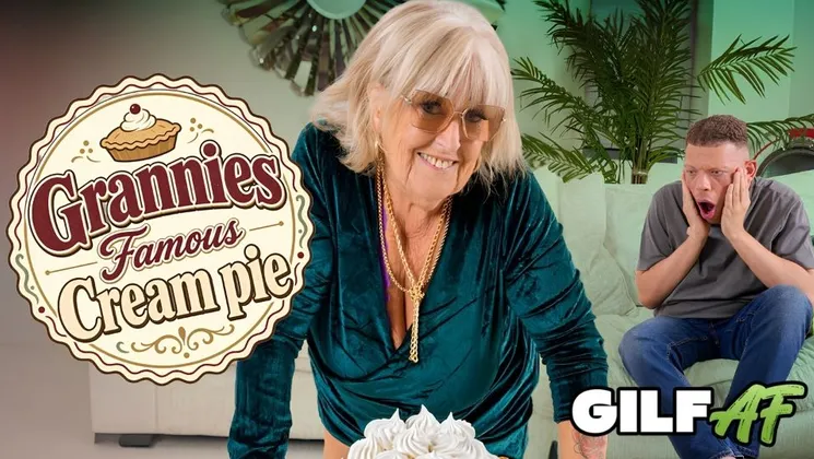 GilfAf-74 Year Old Granny Alicia Noble Cheers Up Stepgrandson with Her Mature Pussy and a Creampie